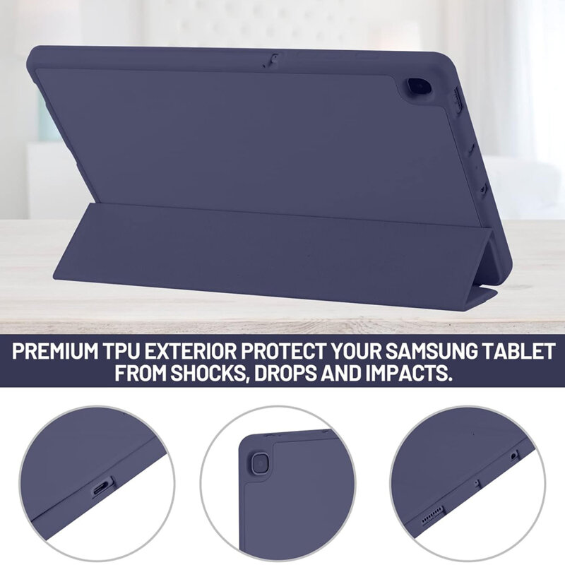 Husa Samsung Galaxy Tab S6 Lite 10.4 P610/P615 Techsuit Flex Trifold Pen, bleumarin