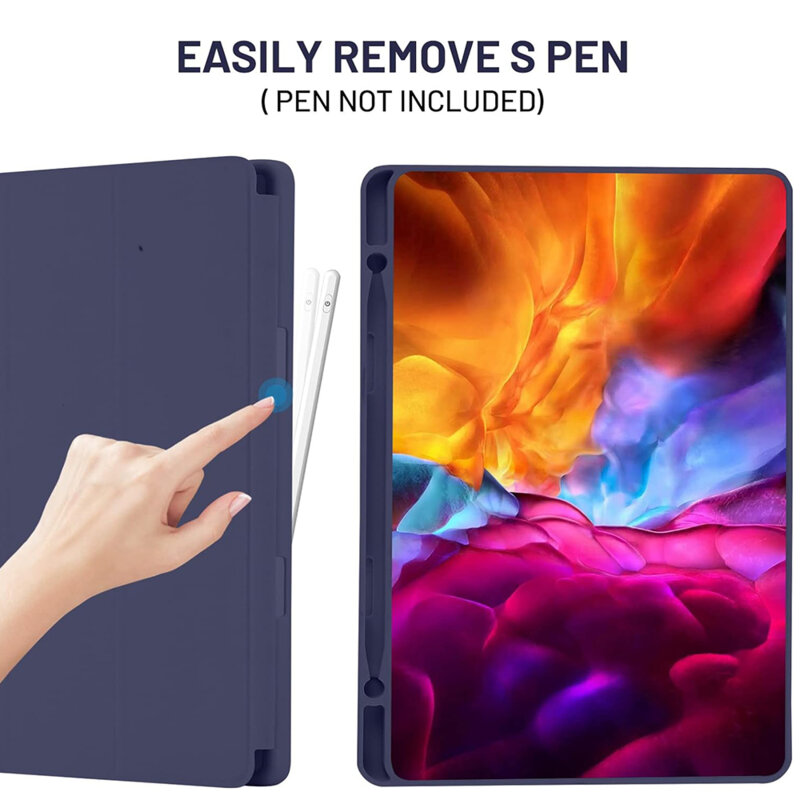 Husa Samsung Galaxy Tab S6 Lite 10.4 P610/P615 Techsuit Flex Trifold Pen, bleumarin