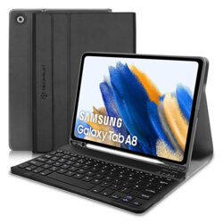 Husa Samsung Galaxy Tab A8 10.5 (2021) cu tastatura magnetica wireless RGB/pencil holder Techsuit CozyTab, negru