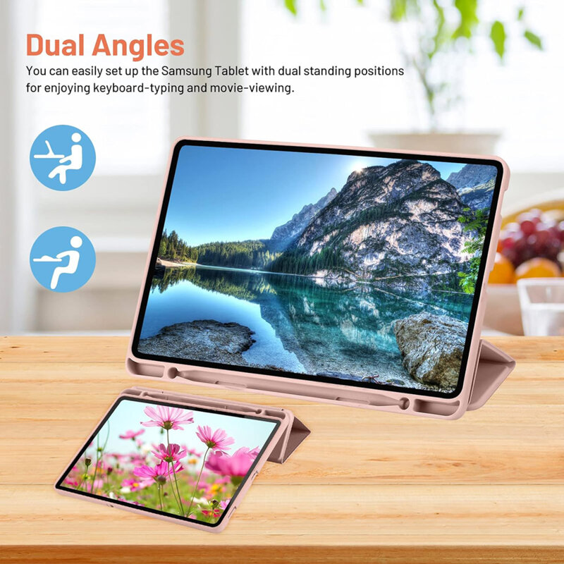 Husa Samsung Galaxy Tab S6 Lite 10.4 P610/P615 Techsuit Flex Trifold Pen, roz