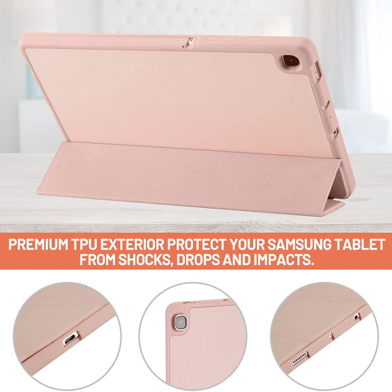 Husa Samsung Galaxy Tab S6 Lite 2022 Techsuit Flex Trifold Pen, roz