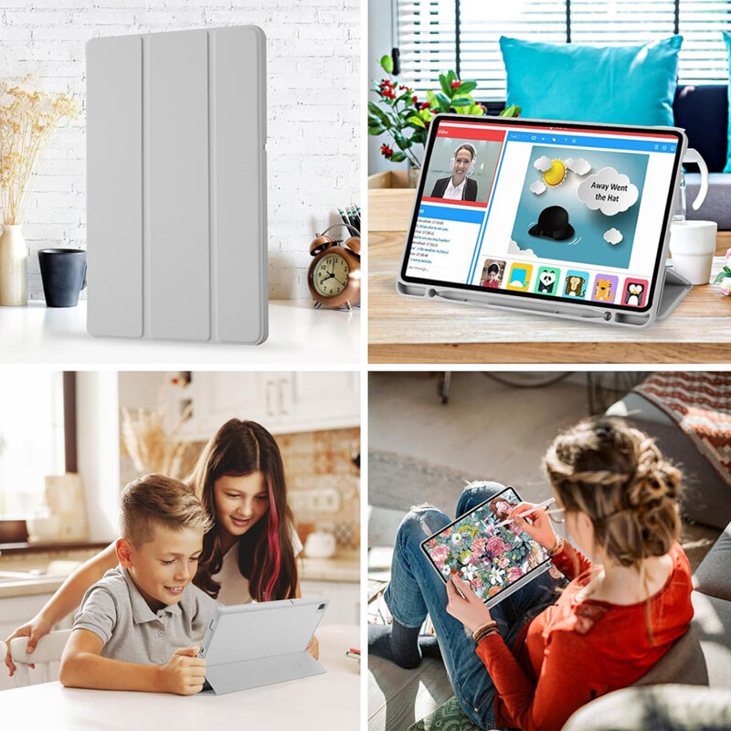 Husa Samsung Galaxy Tab S6 Lite 2024 Techsuit Flex Trifold Pen, gri