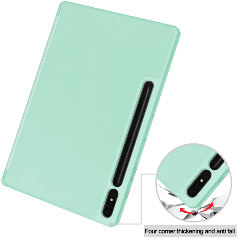 Husa Samsung Galaxy Tab S7 Plus 12.4 T970/T976 Techsuit Flex Trifold Pen, verde deschis