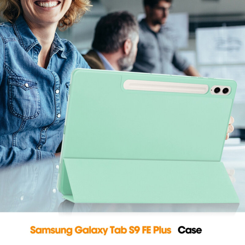 Husa Samsung Galaxy Tab S9 Plus Techsuit Flex Trifold Pen, verde inchis