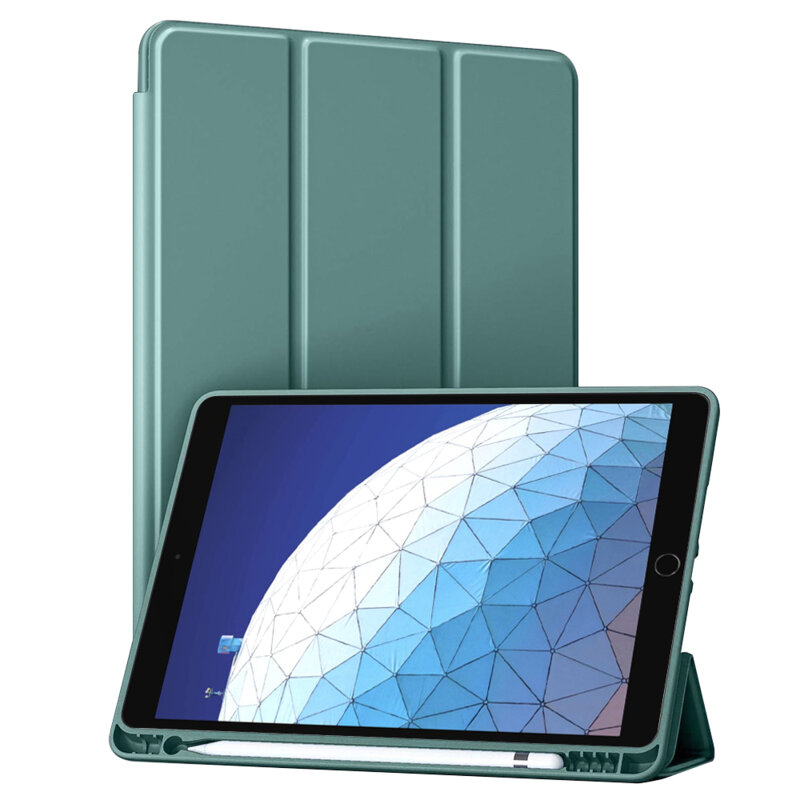 Husa iPad Air 2019 Techsuit Flex Trifold Pen, verde inchis