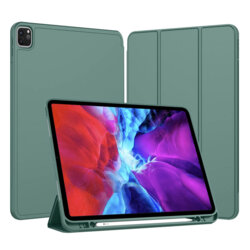 Husa iPad Pro 2020 12.9 A2069/A2232 Techsuit Flex Trifold Pen, verde inchis