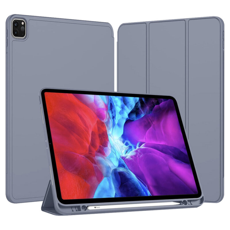 Husa iPad Pro 2020 12.9 A2069/A2232 Techsuit Flex Trifold Pen, mov