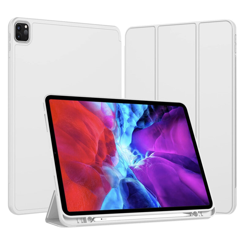 Husa iPad Pro 2020 12.9 A2069/A2232 Techsuit Flex Trifold Pen, gri
