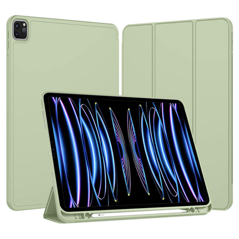Husa iPad Pro 12.9 (2022) Techsuit Flex Trifold Pen, verde deschis