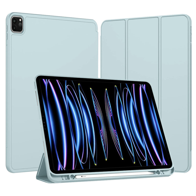 Husa iPad Pro 12.9 (2022) Techsuit Flex Trifold Pen, bleu