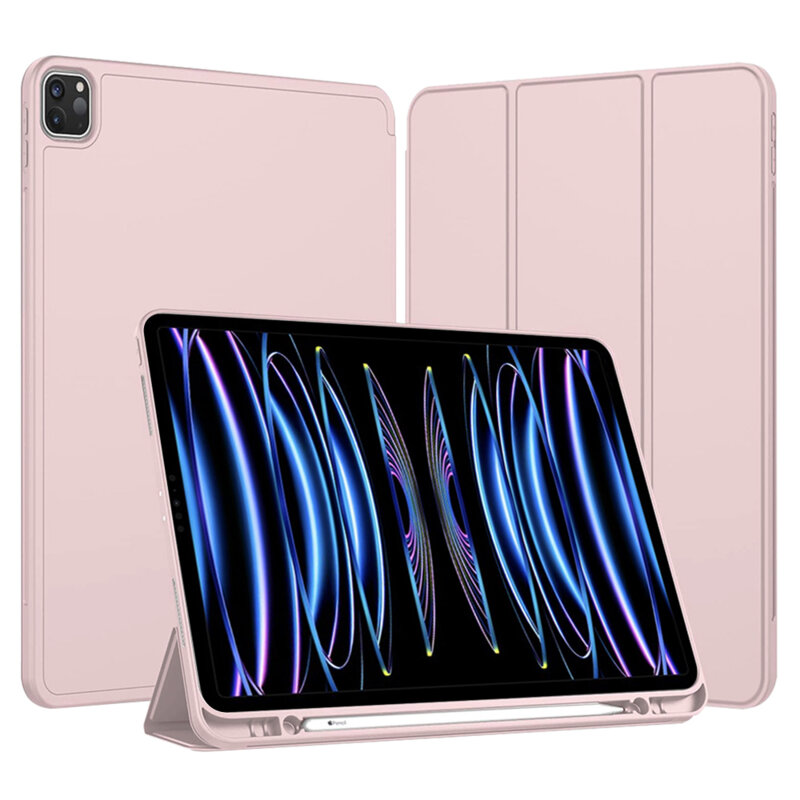 Husa iPad Pro 12.9 (2022) Techsuit Flex Trifold Pen, roz