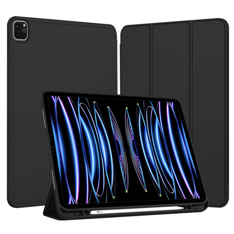 Husa iPad Pro 12.9 (2022) Techsuit Flex Trifold Pen, negru