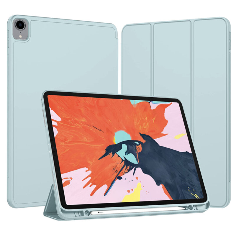 Husa iPad Pro 2018 12.9 A2014/A1895 Techsuit Flex Trifold Pen, bleu