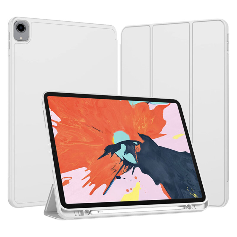 Husa iPad Pro 2018 12.9 A2014/A1895 Techsuit Flex Trifold Pen, gri