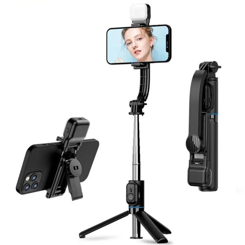 Selfie stick Bluetooth cu trepied si LED Techsuit C01s, 107cm