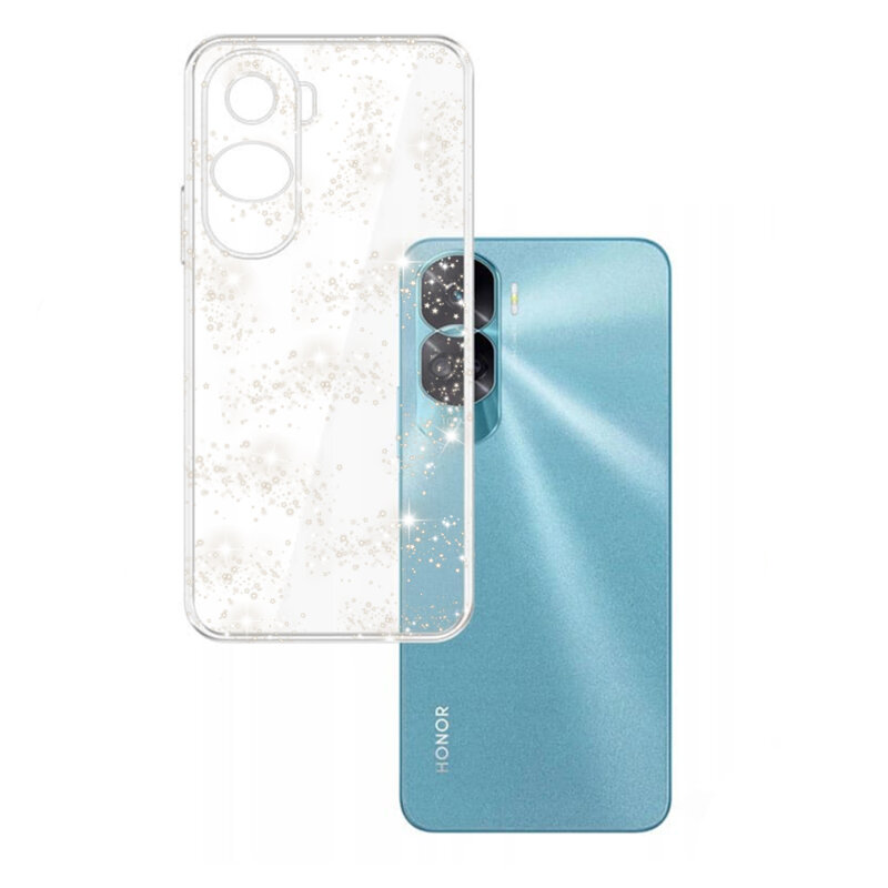 Husa sclipici Honor 90 Lite Techsuit SparkleSkin, transparenta