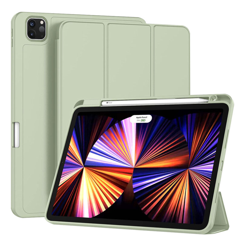 Husa iPad Pro 2020 11.0 A2068/A2230 Techsuit Flex Trifold Pen, verde deschis