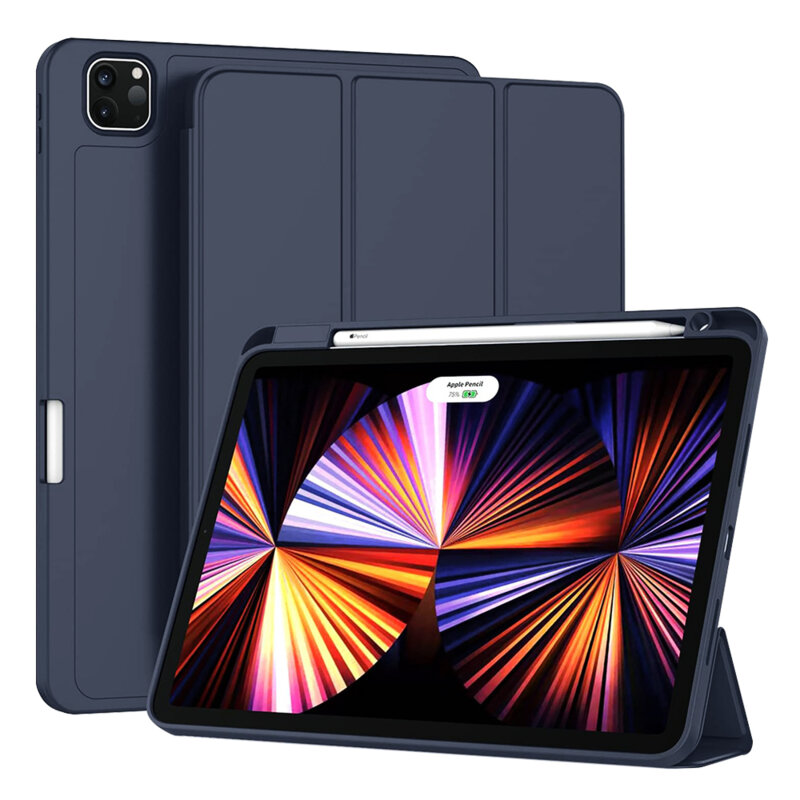 Husa iPad Pro 2020 11.0 A2068/A2230 Techsuit Flex Trifold Pen, bleumarin