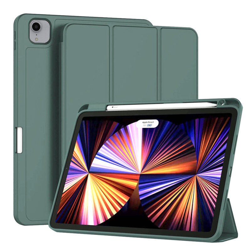 Husa iPad Pro 2018 11.0 A2013/A1934 Techsuit Flex Trifold Pen, verde inchis