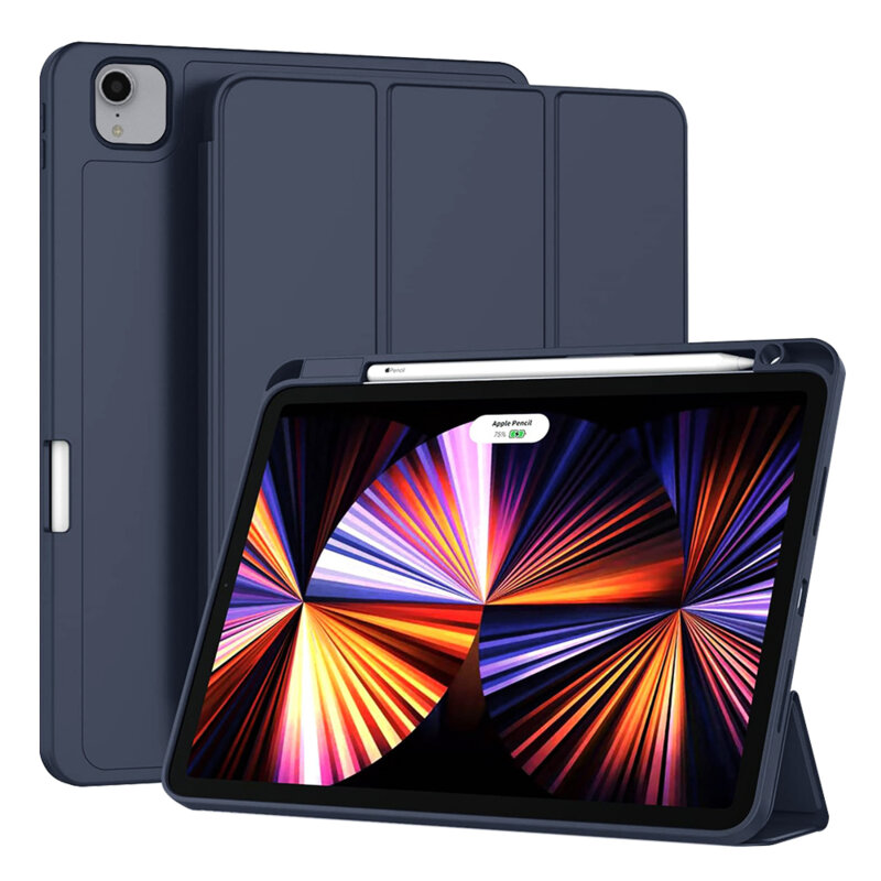 Husa iPad Pro 2018 11.0 A2013/A1934 Techsuit Flex Trifold Pen, bleumarin