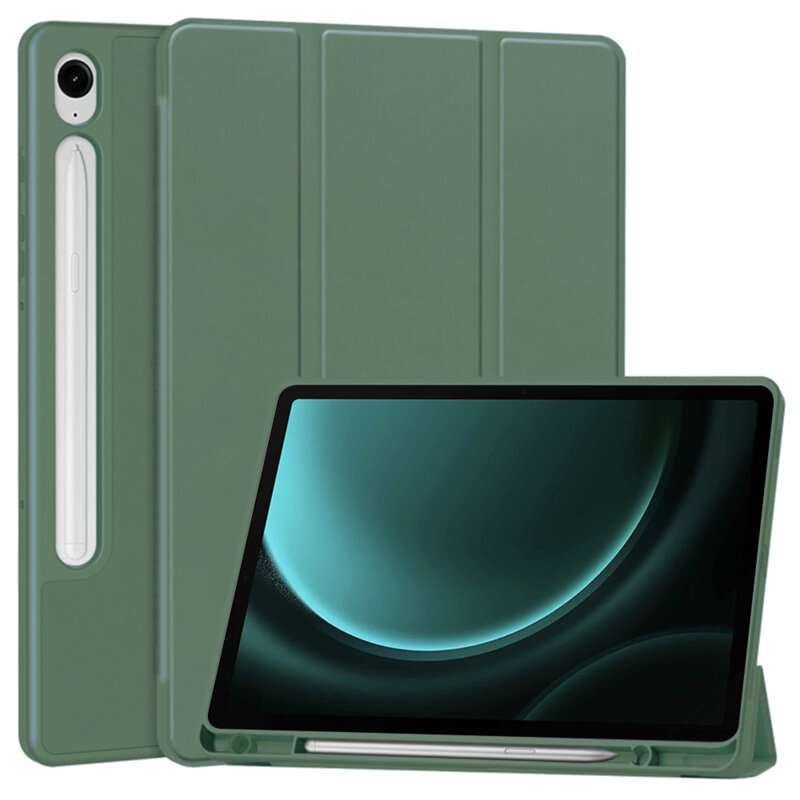 Husa Samsung Galaxy Tab S9 FE Techsuit Flex Trifold Pen, verde inchis