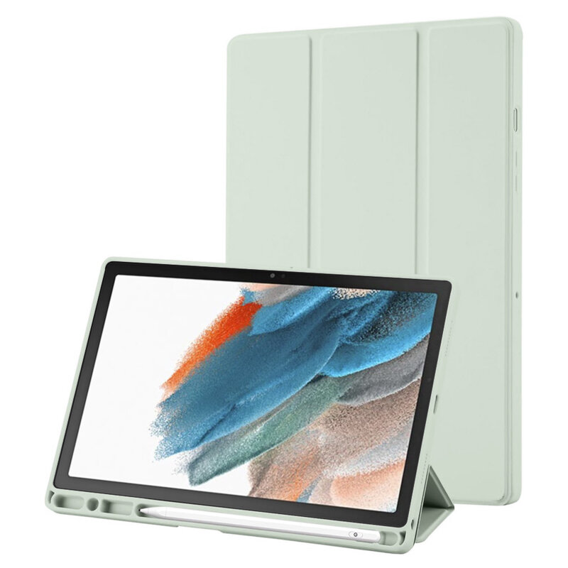 Husa Samsung Galaxy Tab A8 10.5 (2021) Techsuit Flex Trifold Pen, verde deschis