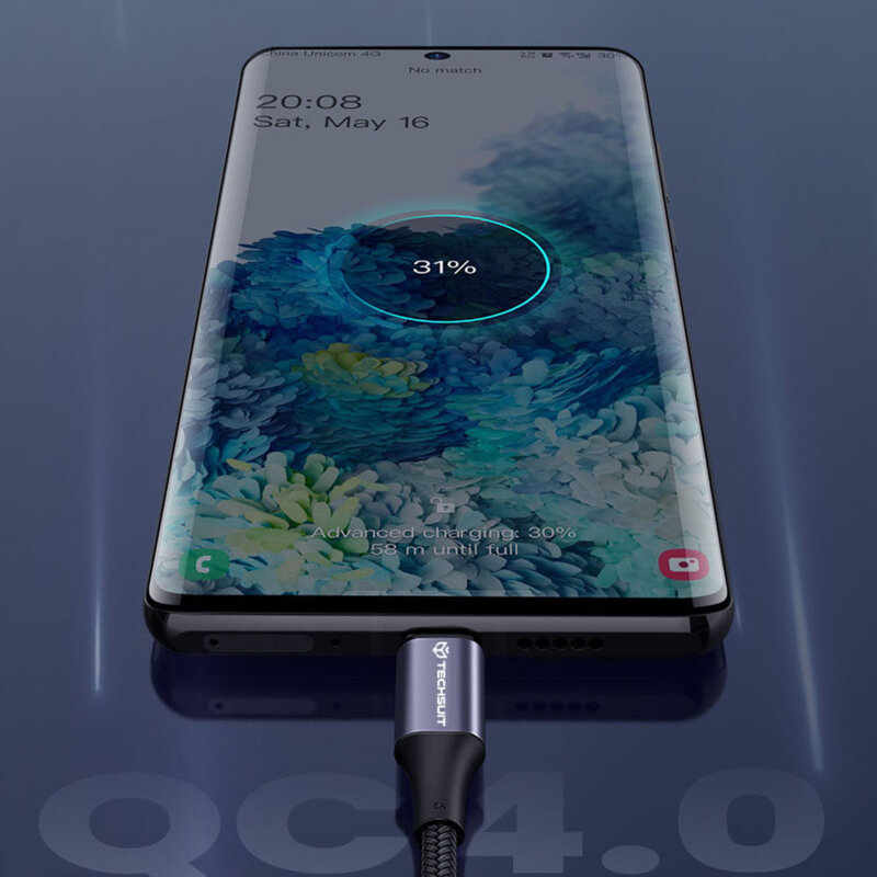 Cablu de date USB-C Super Fast Charging PD100W Techsuit PCB018, 1m