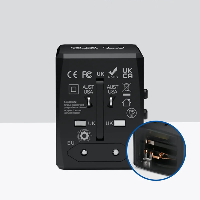 Adaptor priza EU la US, UK, AUS, PD20W, Techsuit, HHT904-B2