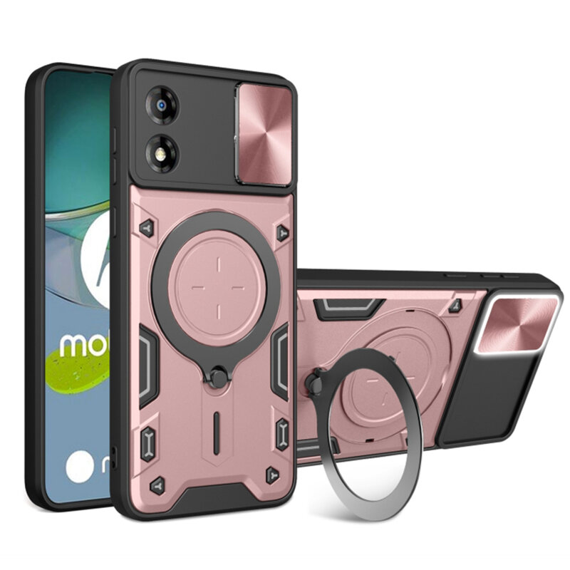 Husa Motorola Moto E13 Techsuit CamGuard Pro, roz auriu