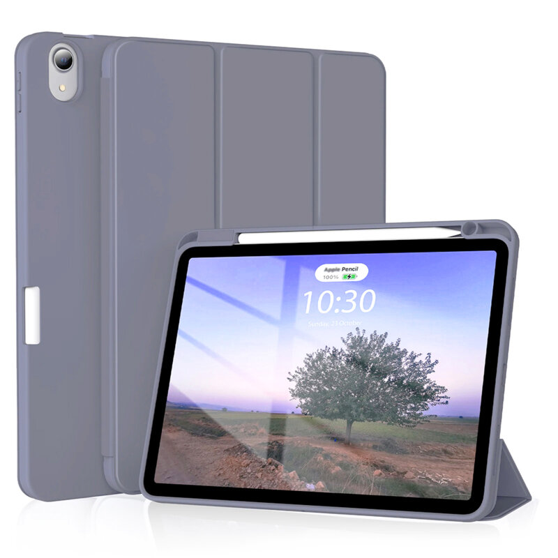 Husa iPad Air 5 (2022) Techsuit Flex Trifold Pen, mov