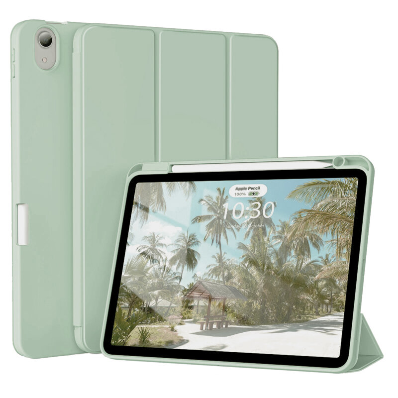 Husa iPad Air 5 (2022) Techsuit Flex Trifold Pen, verde deschis