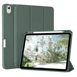 Husa iPad Air 5 (2022) Techsuit Flex Trifold Pen, verde inchis