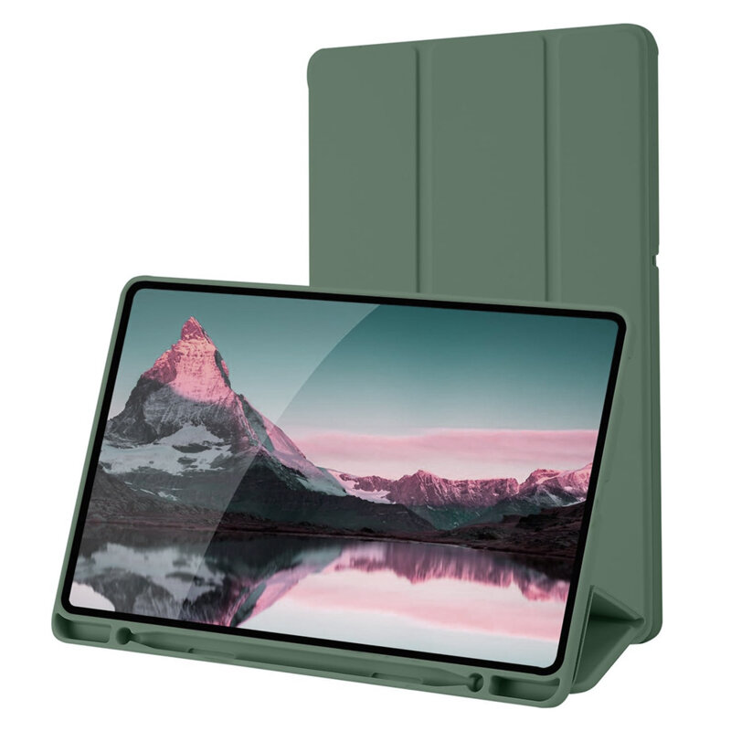 Husa Samsung Galaxy Tab S6 Lite 2022 Techsuit Flex Trifold Pen, verde inchis