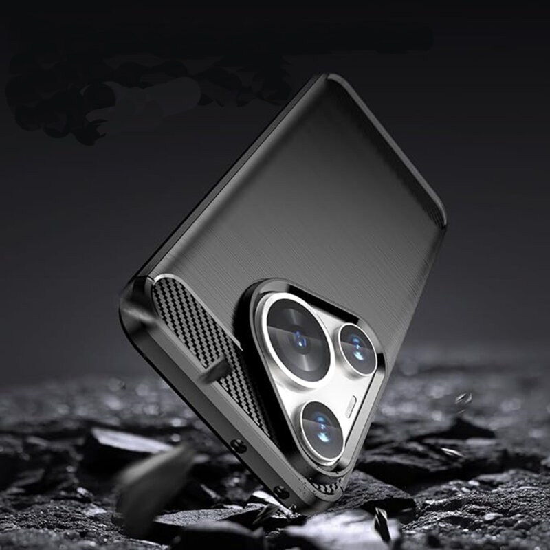 Husa Huawei Pura 70 Techsuit Carbon Silicone, negru