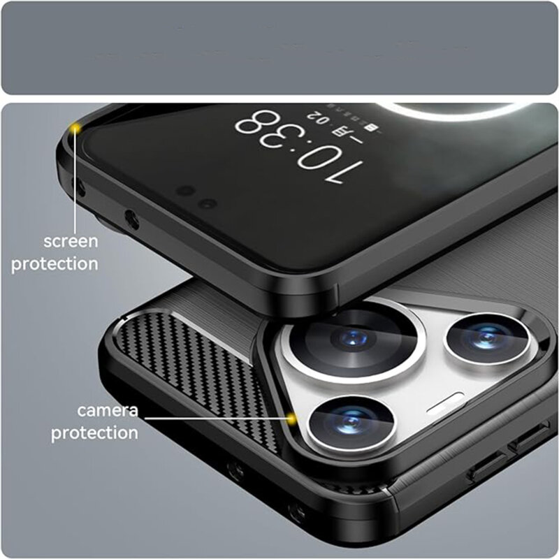 Husa Huawei Pura 70 Techsuit Carbon Silicone, negru