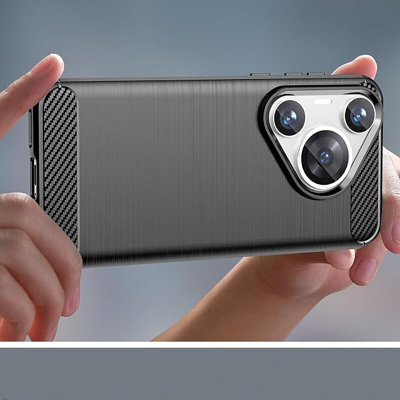 Husa Huawei Pura 70 Techsuit Carbon Silicone, albastru