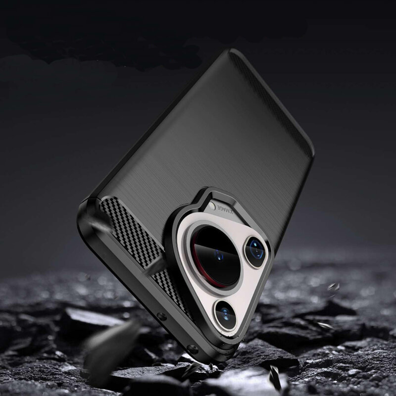 Husa Huawei Pura 70 Ultra Techsuit Carbon Silicone, negru