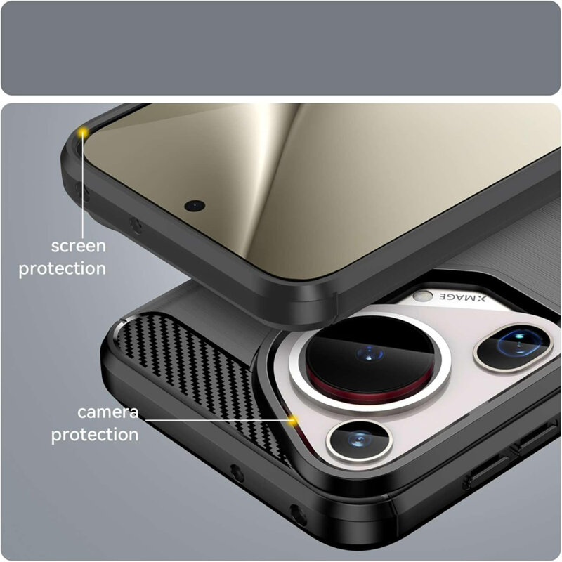 Husa Huawei Pura 70 Ultra Techsuit Carbon Silicone, negru