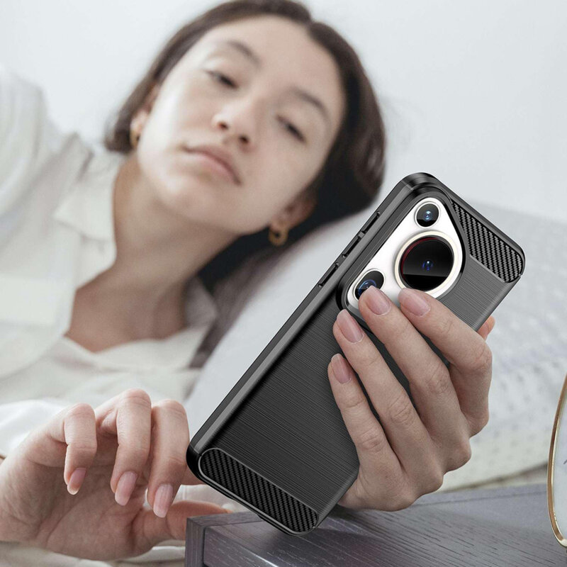 Husa Huawei Pura 70 Ultra Techsuit Carbon Silicone, negru