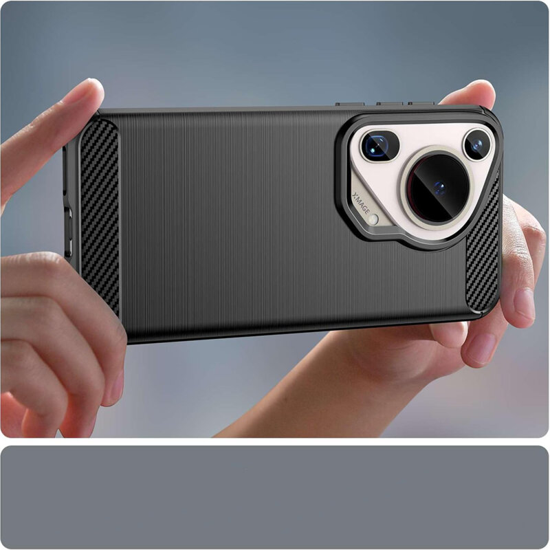 Husa Huawei Pura 70 Ultra Techsuit Carbon Silicone, albastru