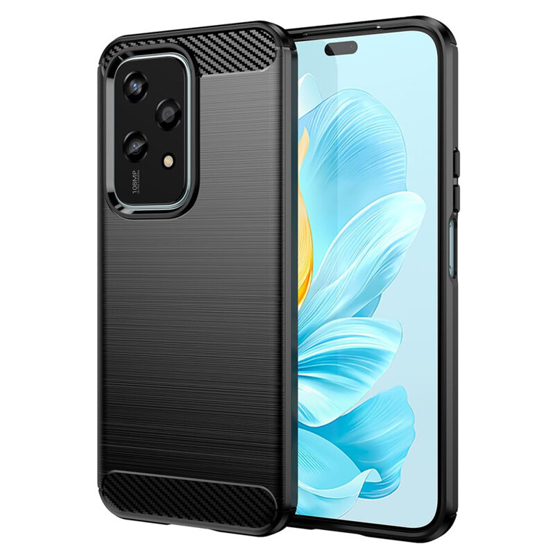 Husa Honor 200 Lite Techsuit Carbon Silicone, negru