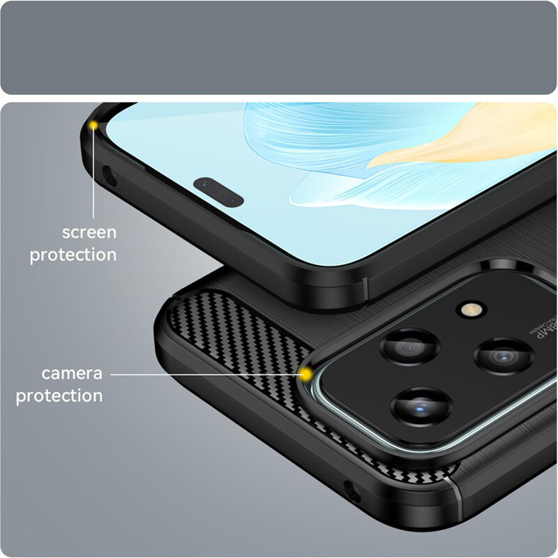 Husa Honor 200 Lite Techsuit Carbon Silicone, negru