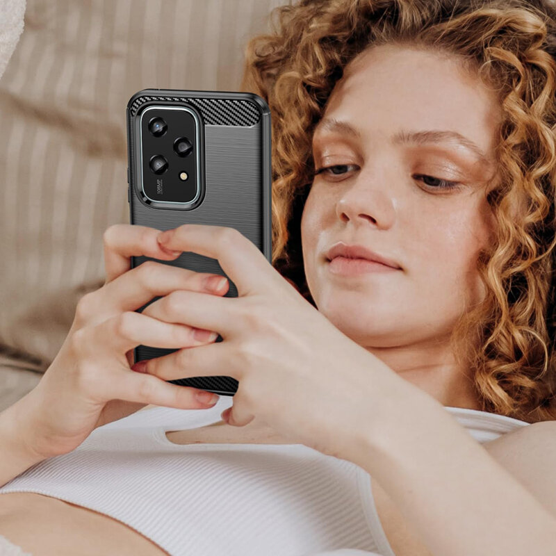 Husa Honor 200 Lite Techsuit Carbon Silicone, negru