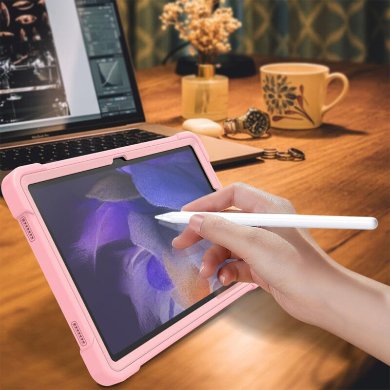 [Pachet 360°] Husa + folie sticla Samsung Galaxy Tab A9 Plus Techsuit Rugged TabShell, roz