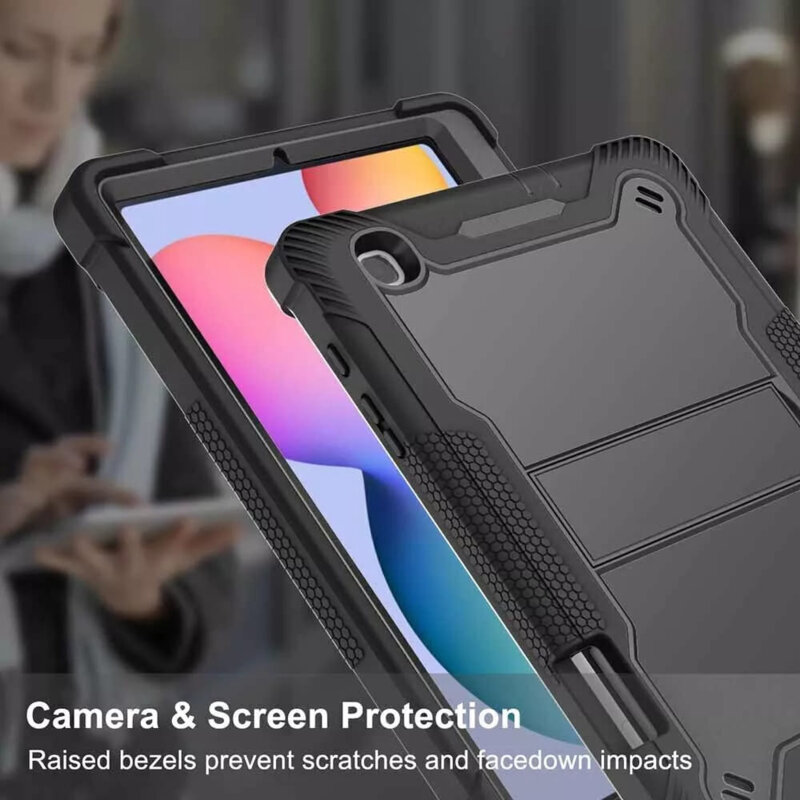 [Pachet 360°] Husa + folie sticla Samsung Galaxy Tab S6 Lite 10.4 P610/P615 Techsuit Rugged TabShell, negru