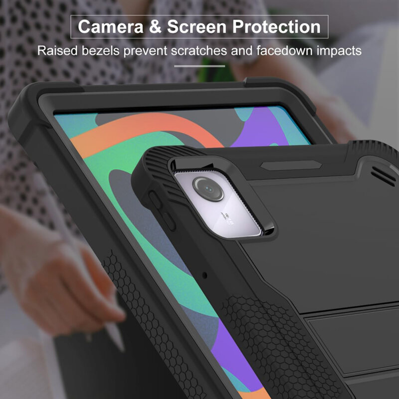 [Pachet 360°] Husa + folie sticla Lenovo Tab M11 Techsuit Rugged TabShell, negru