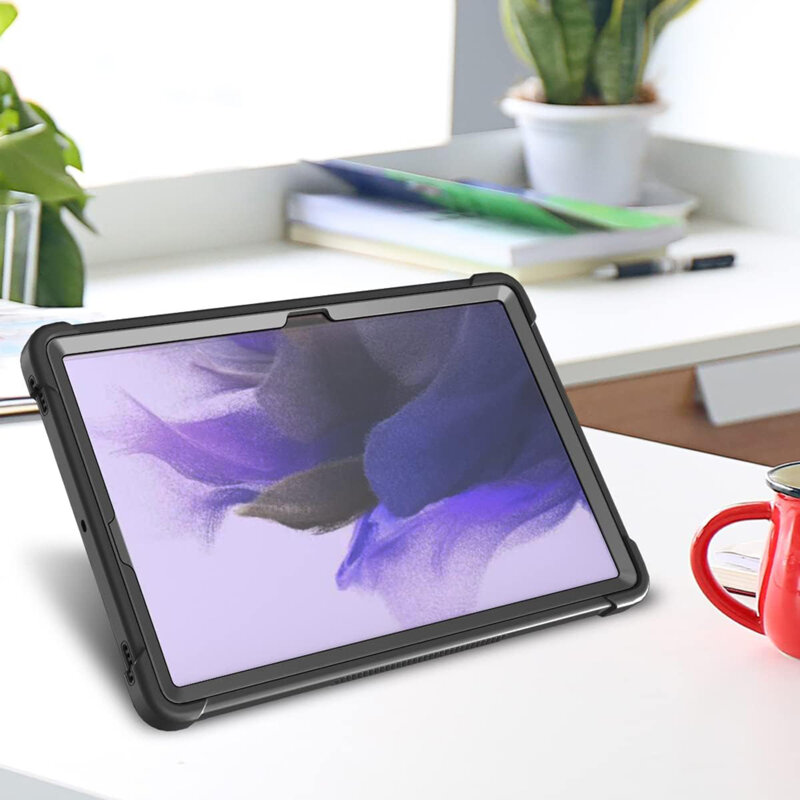 [Pachet 360°] Husa + folie sticla Samsung Galaxy Tab S7 Plus 12.4 T970/T976 Techsuit Rugged TabShell, roz
