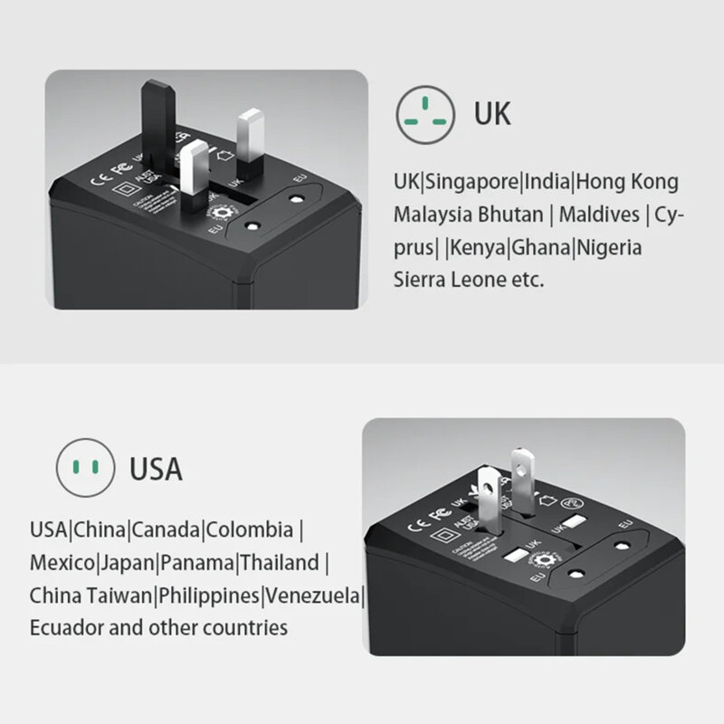 Adaptor priza universal PD45W, 2xUSB, 3xType-C Techsuit, HHT905