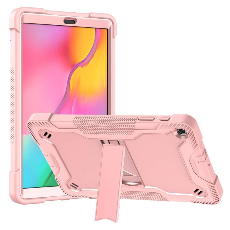 [Pachet 360°] Husa + folie sticla Samsung Galaxy Tab A 10.1 2019 T510/T515 Techsuit Rugged TabShell, roz