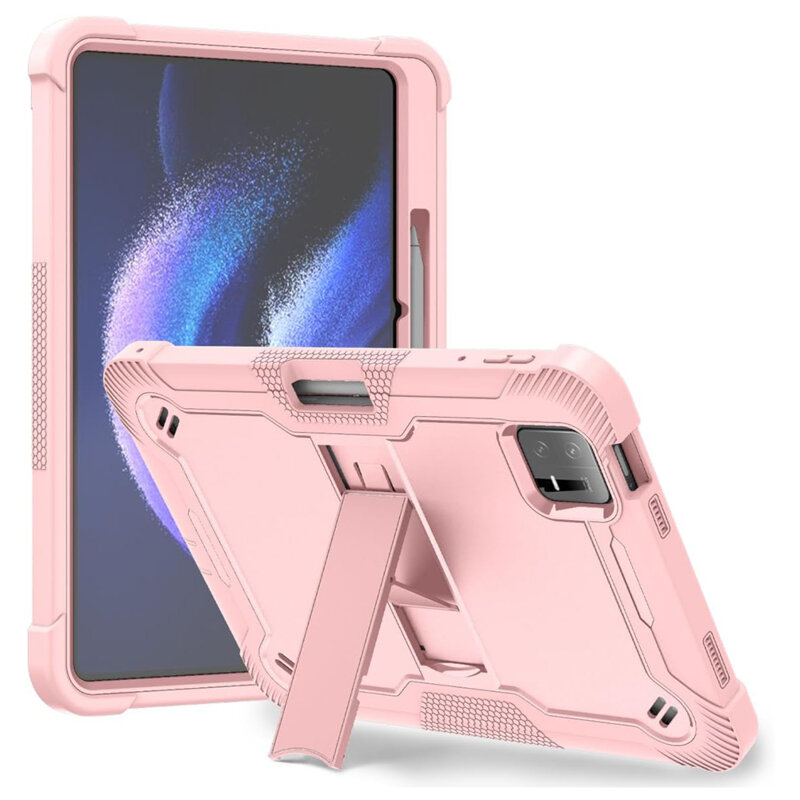 [Pachet 360°] Husa + folie sticla Xiaomi Pad 6 Techsuit Rugged TabShell, roz